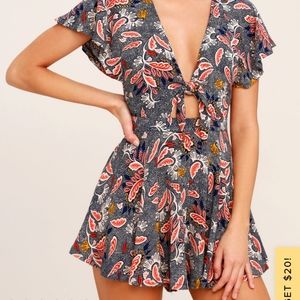 Lulu's Dondi Navy blue print romper